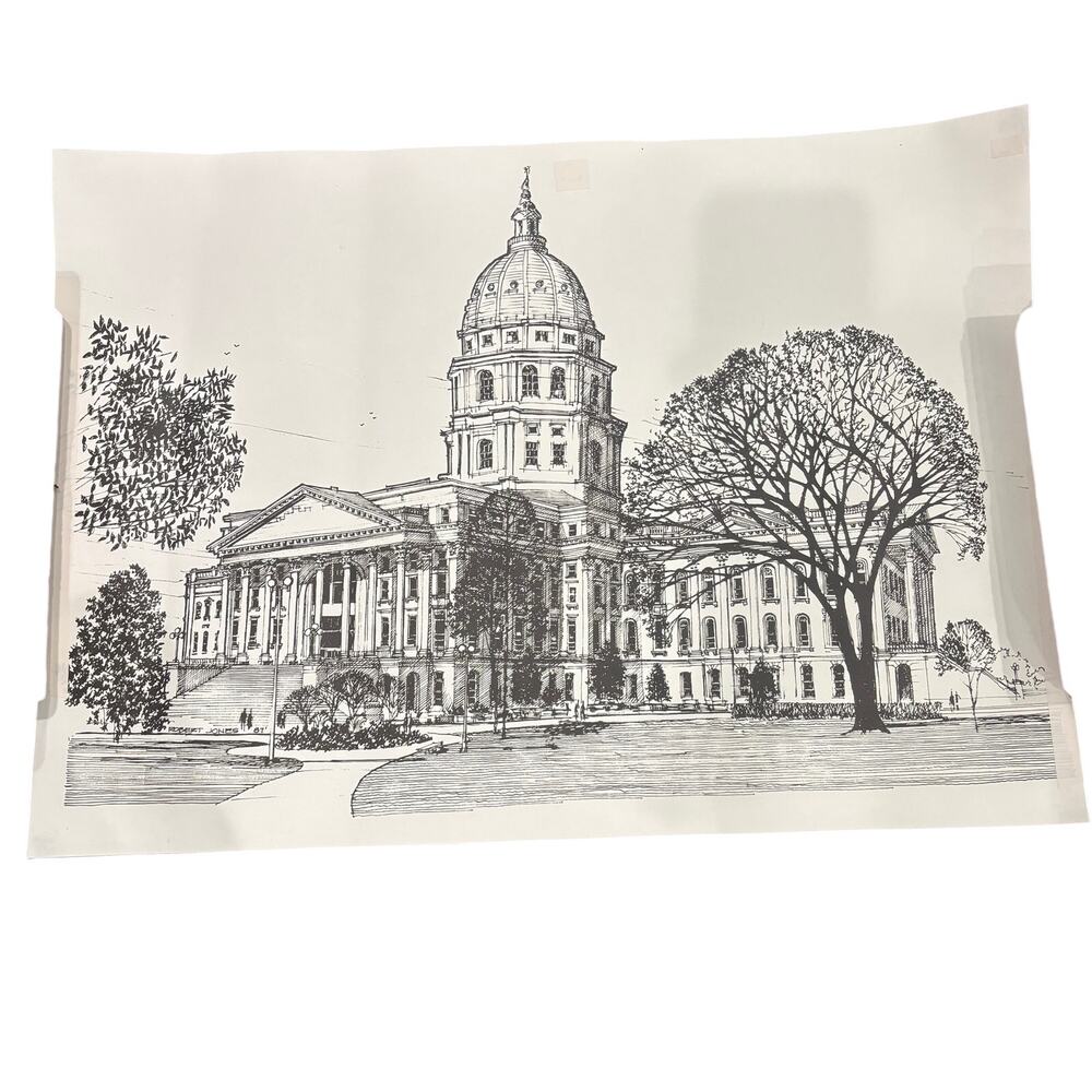 VTG Kansas State Capitol Building ‘87 SIGNED Robert Jones 16x22"